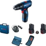 BOSCH Akumulátorová vŕtačka GSB 120-LI 2× 2 Ah + sada bitov a vrtákov 23 ks 0.601.9G8.102
