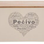 Chlebník plech/drevo 42 × 22,5 × 16 cm PEČIVO SRDCE