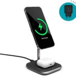 Epico 2in1 bezdrôtová nabíjačka Made for MagSafe s adaptérom v balení – čierna