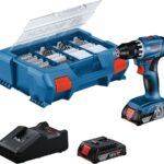 BOSCH Professional Vŕtačka AKU s príklepom GSB 18V-45, súprava príslušenstva 0.615.A50.07G (2× 2 Ah)