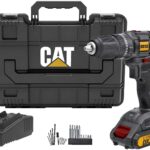CAT Vŕtačka s príklepom AKU 18 V súprava + 20 ks príslušenstva DX155.2 (1 × 2 Ah)